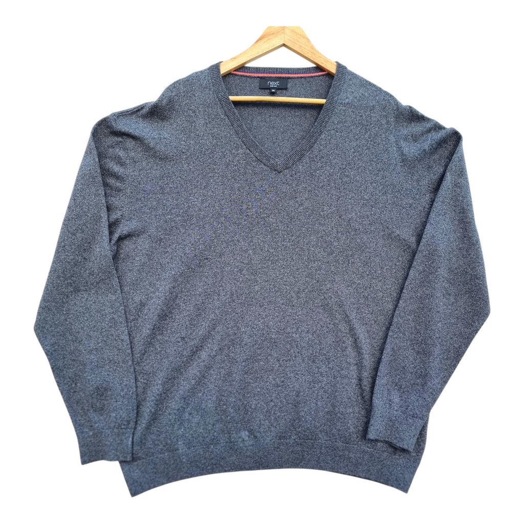 Next Knit Jumper Men's UK Size 2XL Grey V-Neck Sweater Soft Touch Lightweight