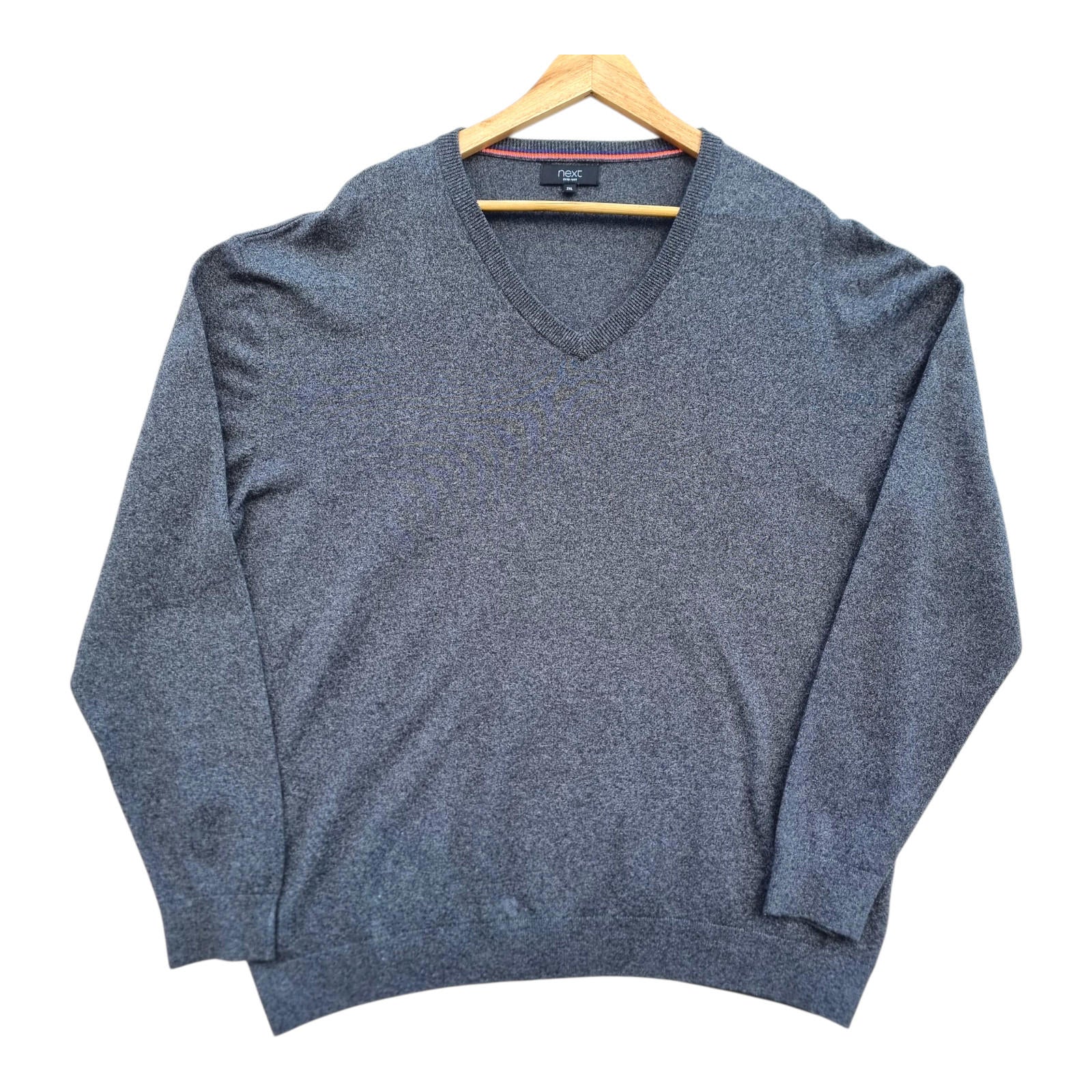 Next Knit Jumper Men's UK Size 2XL Grey V-Neck Sweater Soft Touch Lightweight