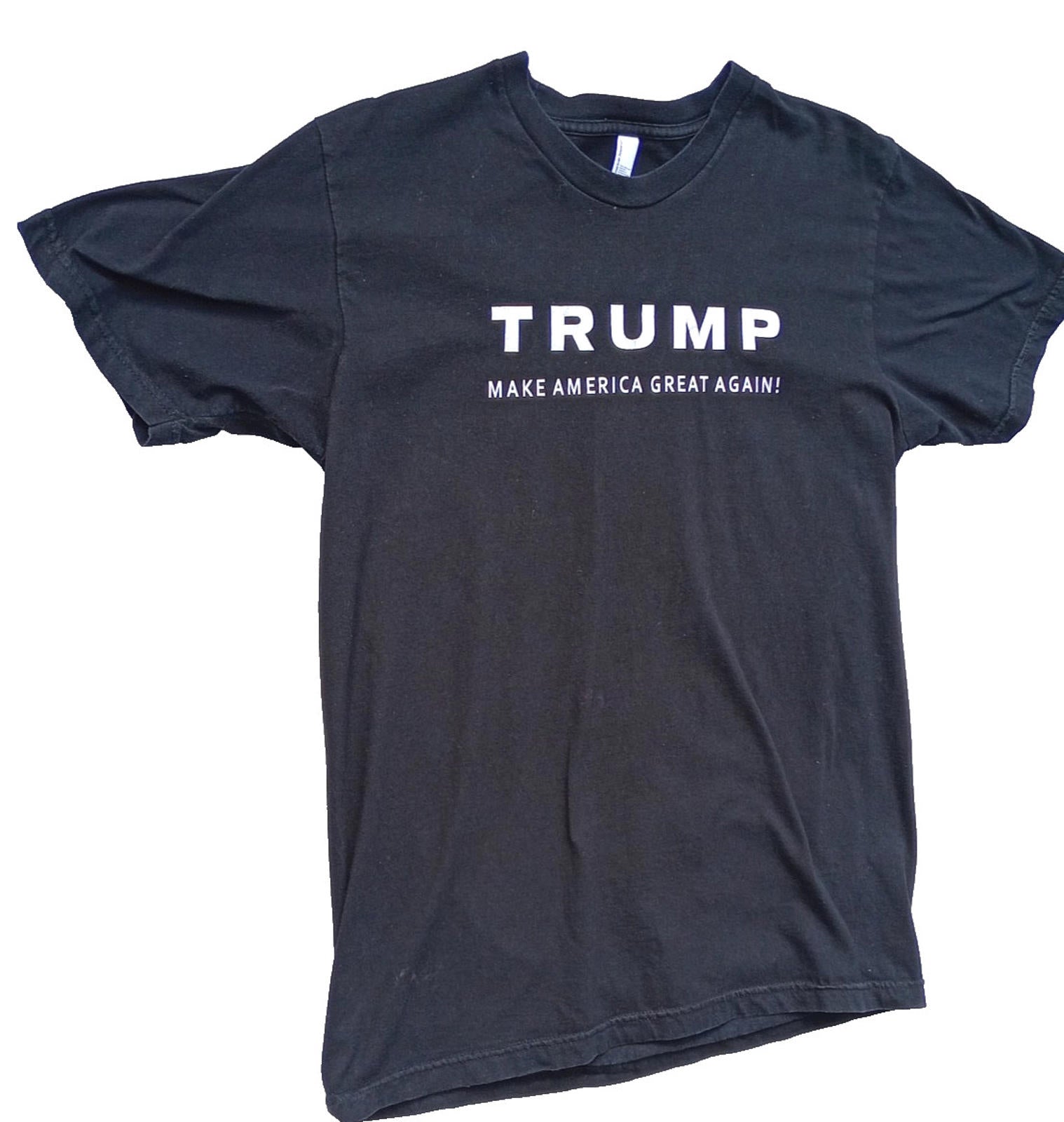 Trump Print T-Shirt Men's UK Size L Black Crew Neck USA Make America Great Again