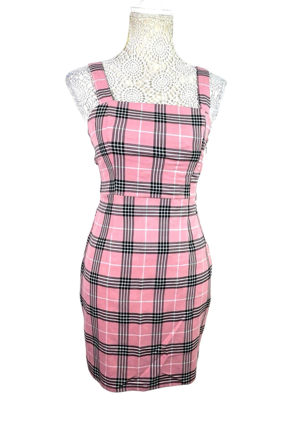 Divided Mini Dress Pink Check Pinafore Women’s UK Size 8