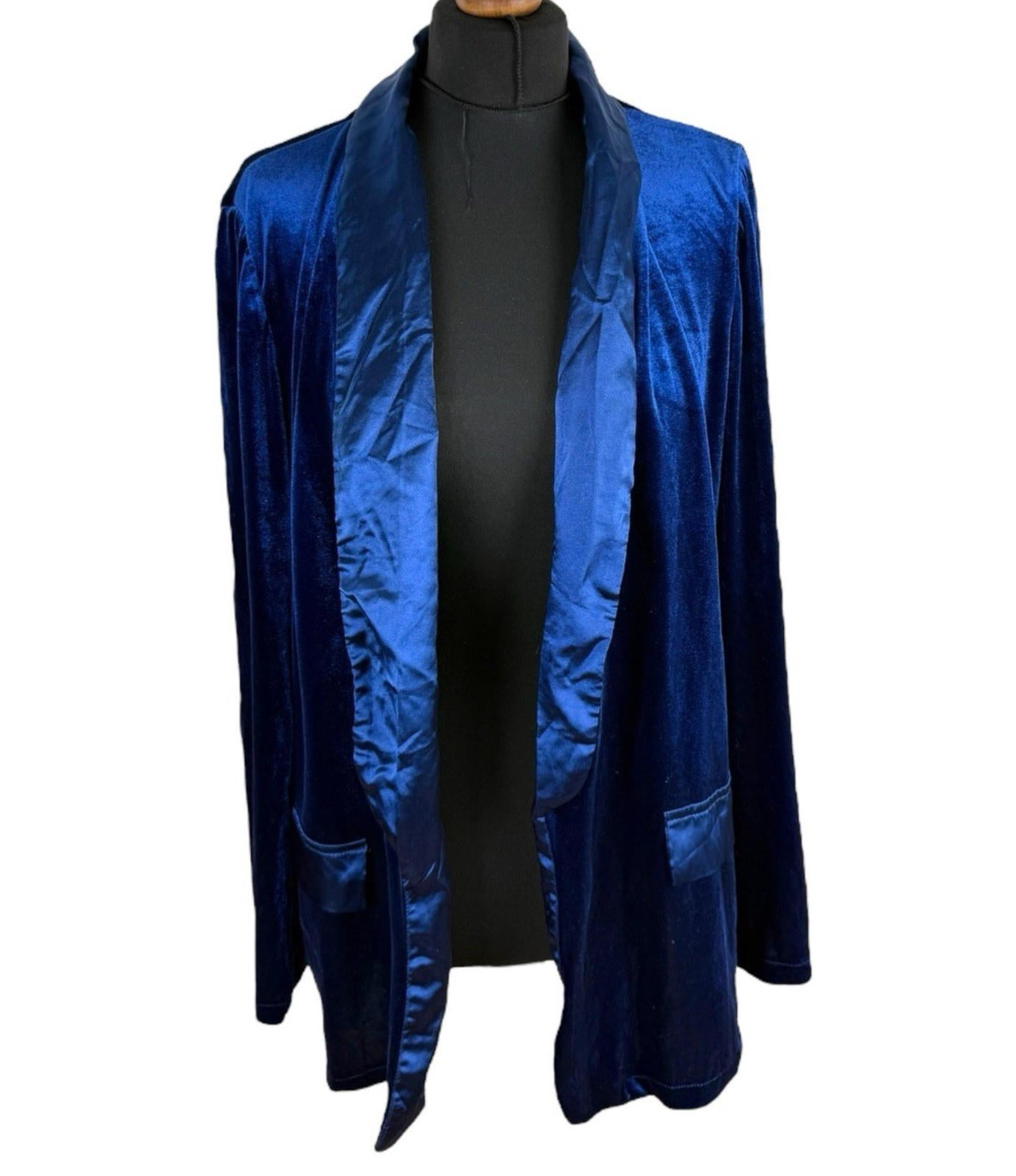 Shein Blue Velour Blazer Jacket Collared Women’s UK Size XL (14-16)