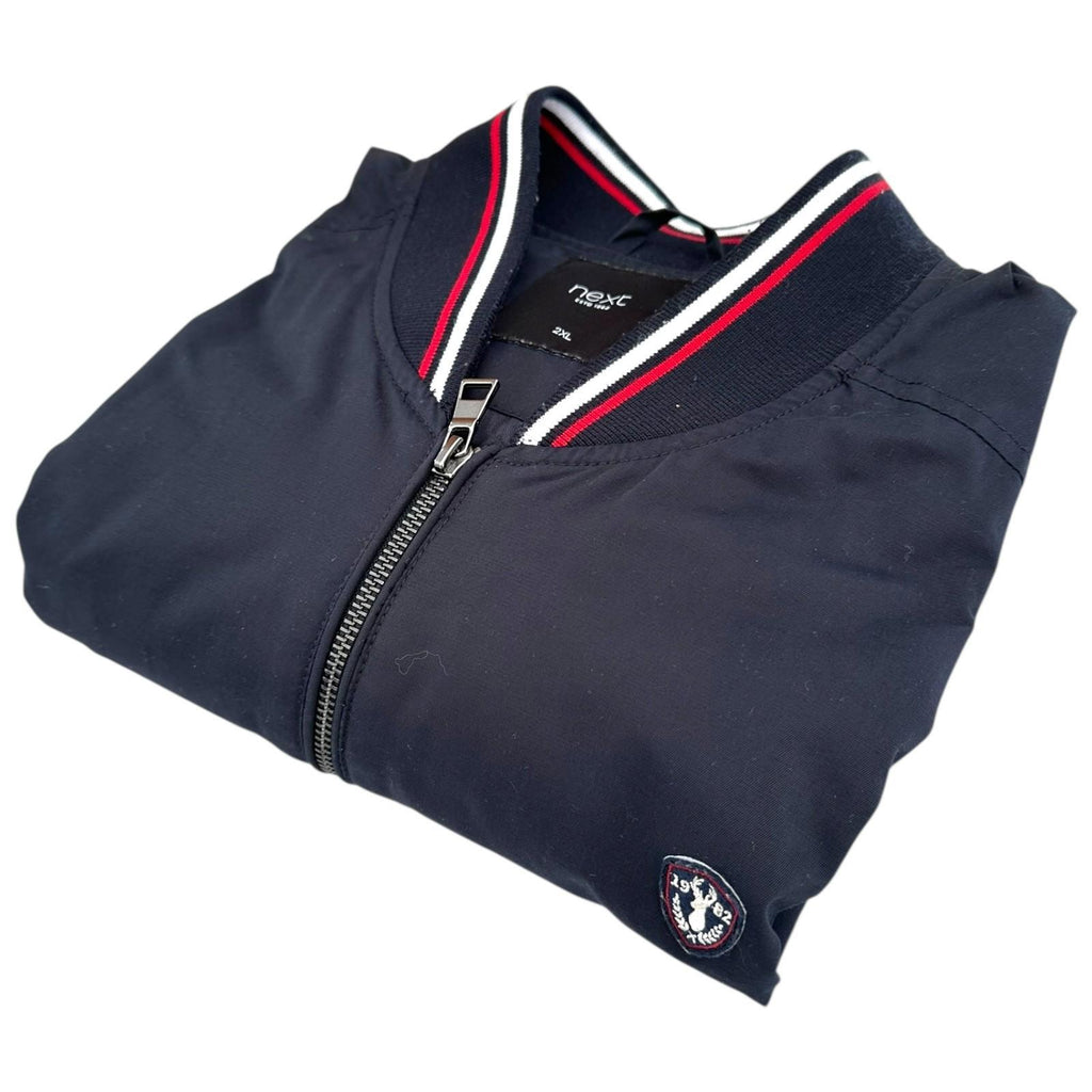 Next Jacket Men's UK Size 2XL Blue Shell Full Zip Long Sleeve Stripe Trim