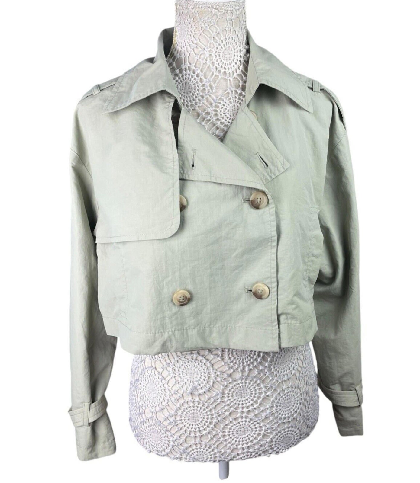Stradivarius Light Kahki Trench Coat Cropped Relaxed Fit Women’s UK Size XS