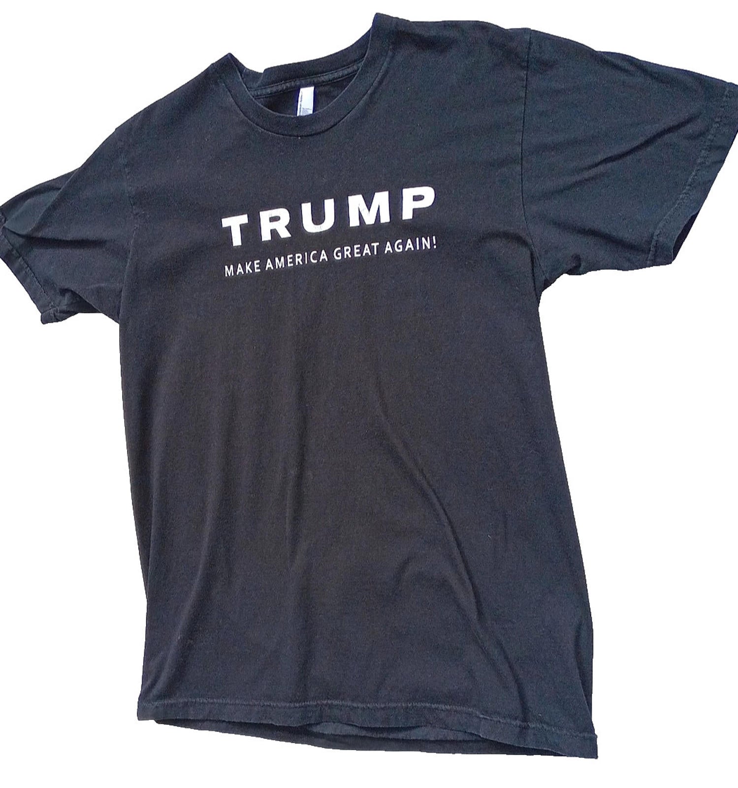 Trump Print T-Shirt Men's UK Size L Black Crew Neck USA Make America Great Again