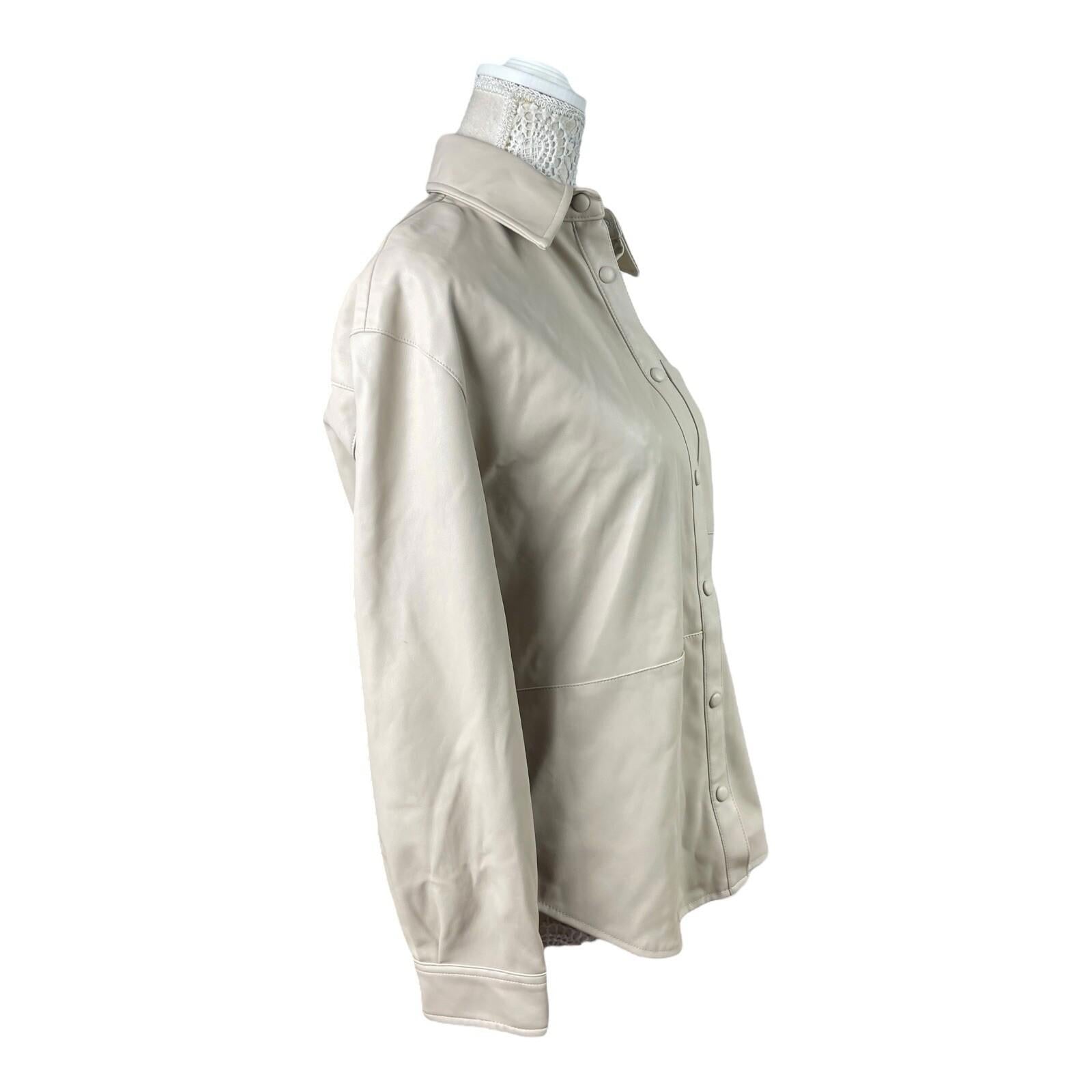 Stradivarius Beige Leather Look Shirt Jacket Women’s UK Size XS