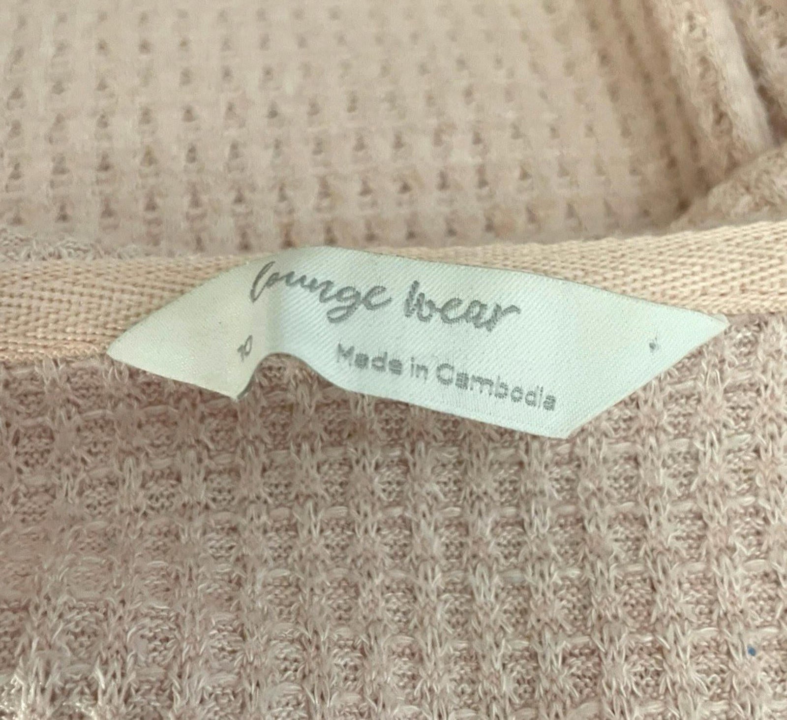 Waffle Knit Hooded Top Women’s UK Size 10 Pale Pink Deep V-Neck Textured Sweater