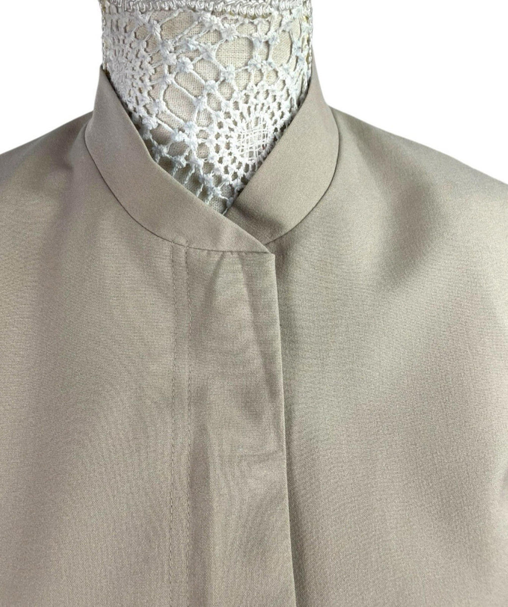 ASOS Beige Cropped Trench Coat Shoulder Pads High Neck Women’s UK Size 8