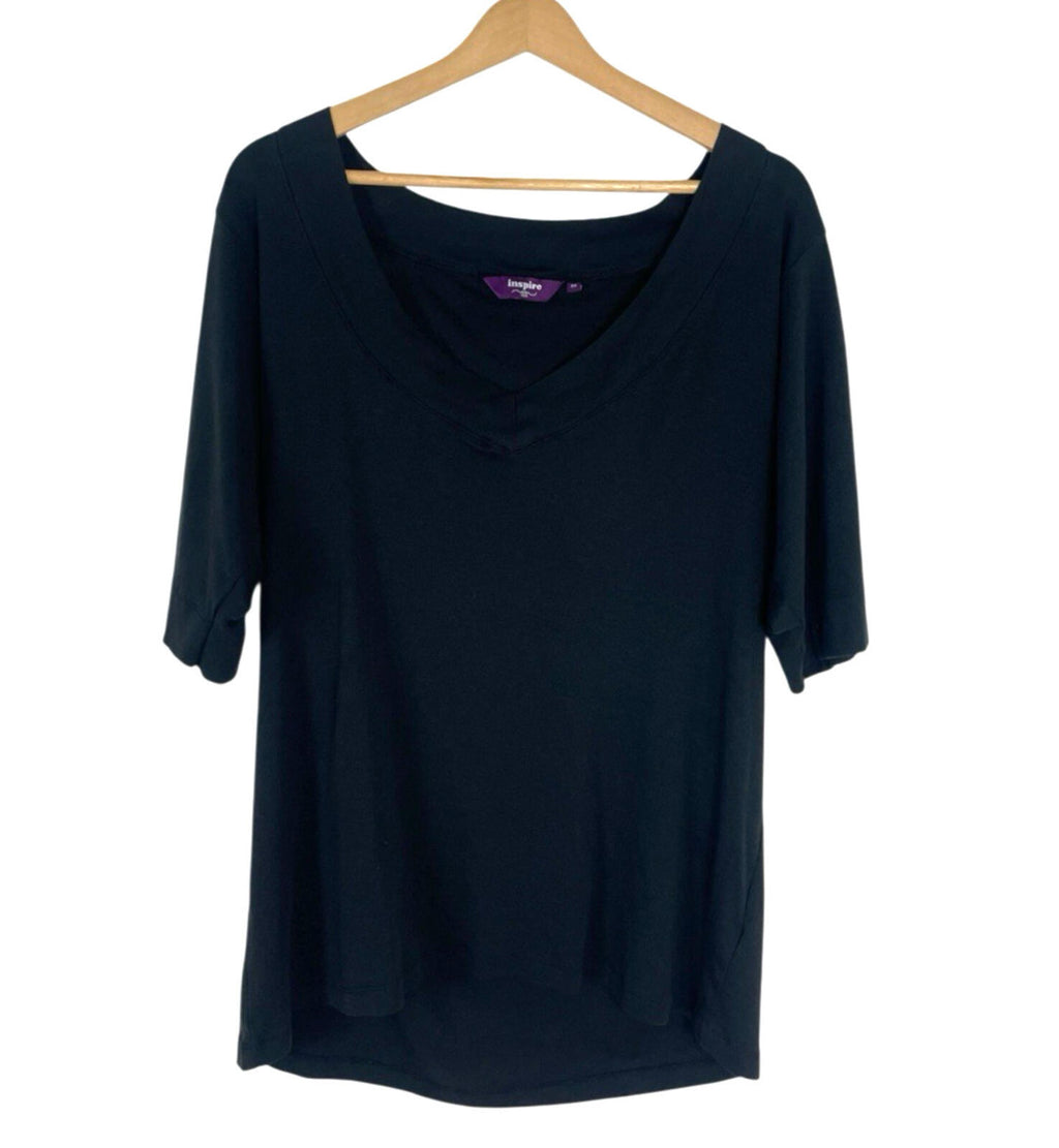 New Look Cotton T-Shirt Top Women’s UK Size 26 Short Sleeve V Neck Black