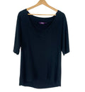 New Look Cotton T-Shirt Top Women’s UK Size 26 Short Sleeve V Neck Black