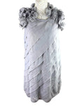 Miso Grey Chiffon Mini Dress Occasion Exaggerated Frill Women’s UK Size 12