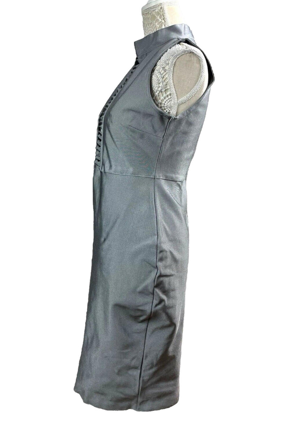 Missguided Silver Shimmer Midi Dress Shaping High Neck Women’s UK Size 12