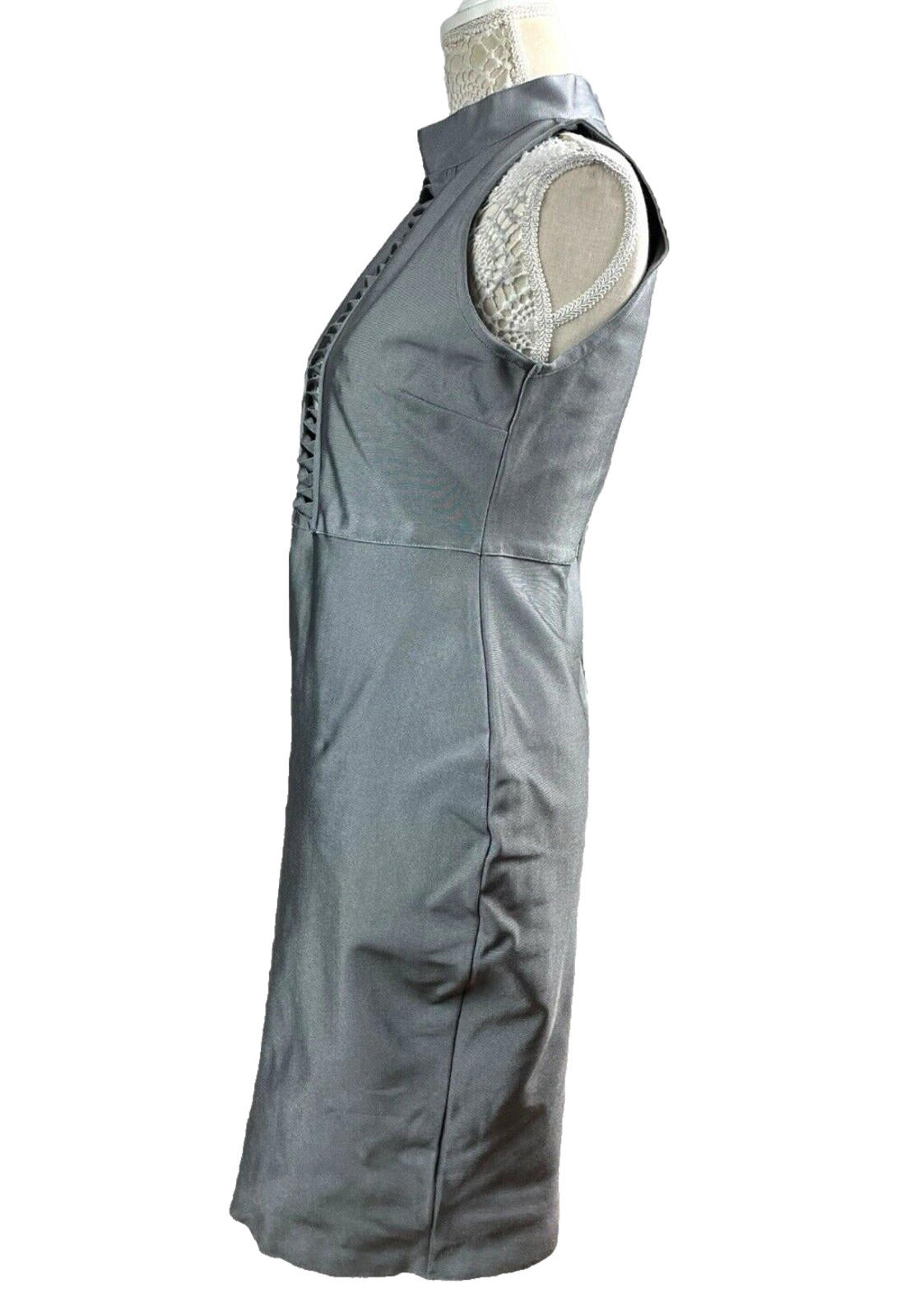 Missguided Silver Shimmer Midi Dress Shaping High Neck Women’s UK Size 12