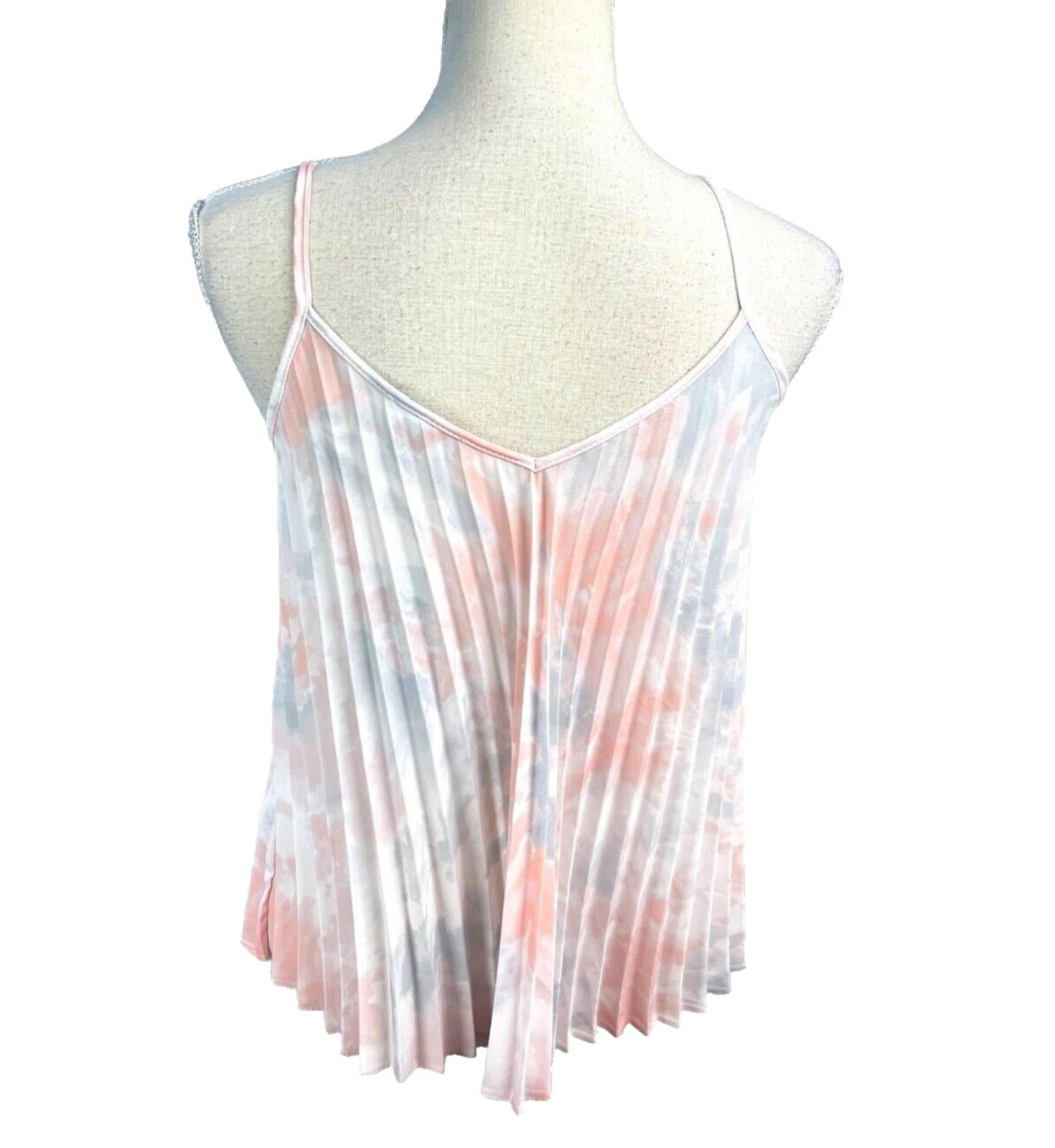 New Look Pleated Tie-Dye Camisole Top Women’s UK Size 12 White Pastel Chiffon