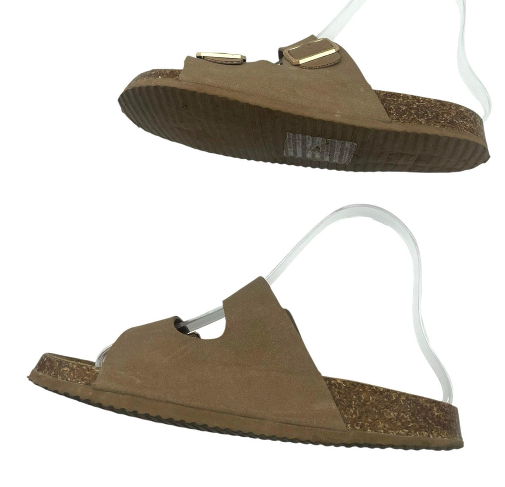 Primark Faux Leather Slider Sandals Women's UK Size 3 Open Toe Gold Buckle