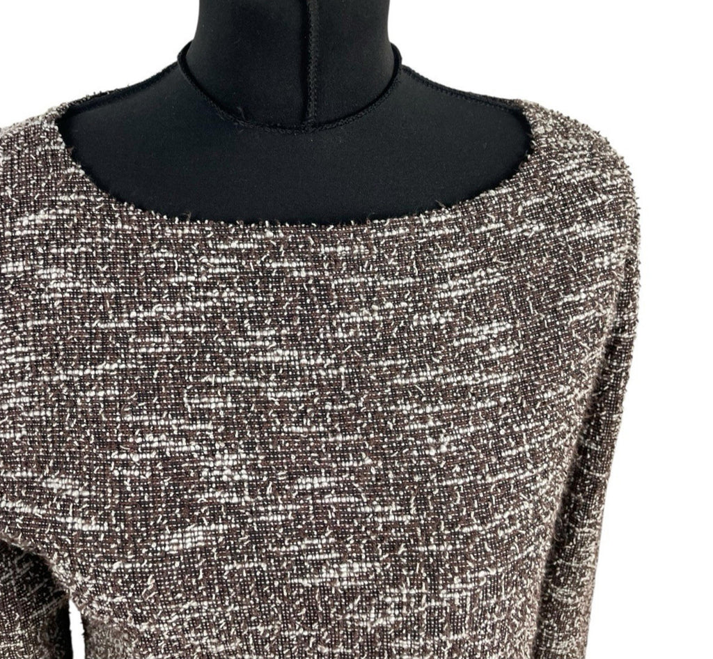 Brown Textured Mini Dress Pencil Long Sleeve Women’s UK Size 16