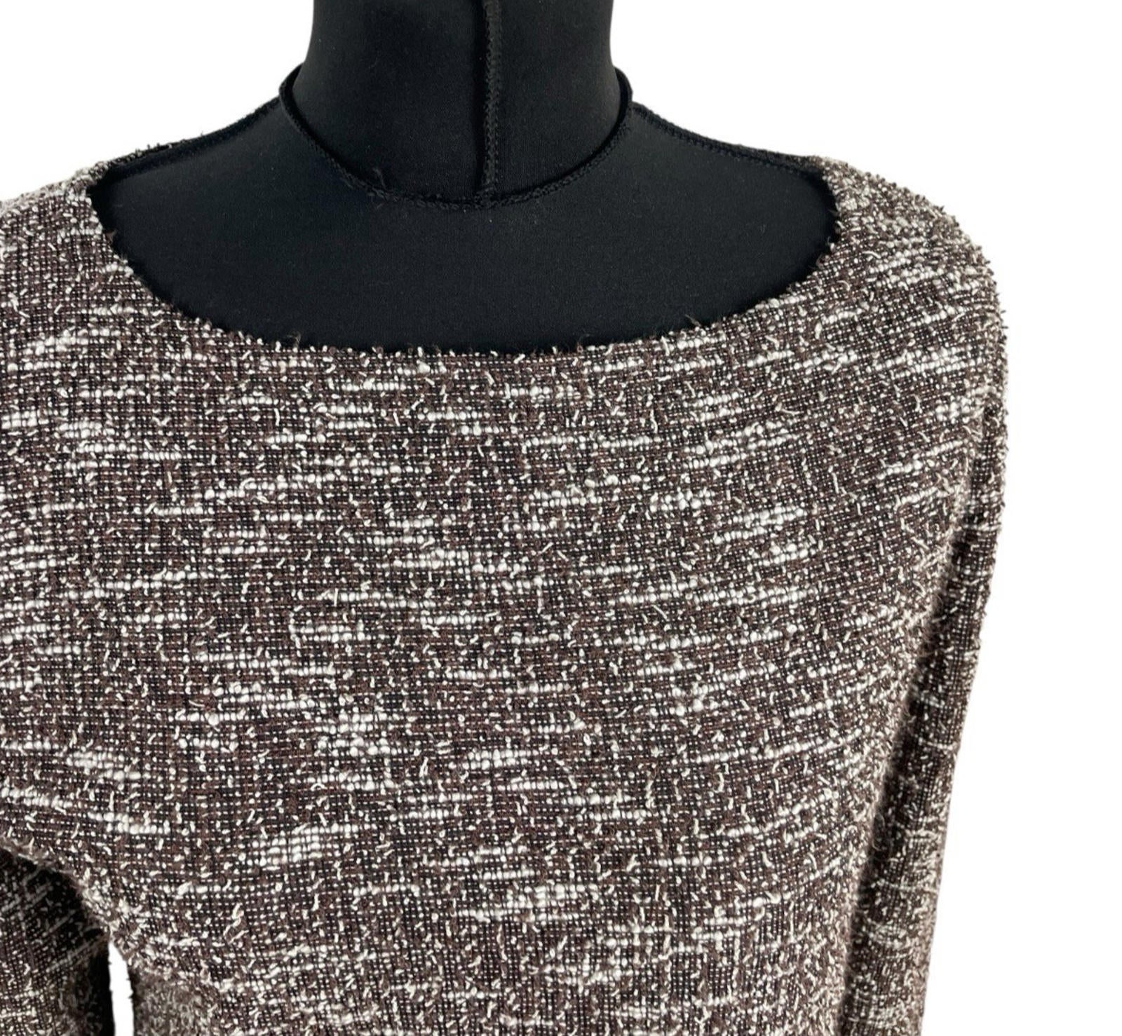 Brown Textured Mini Dress Pencil Long Sleeve Women’s UK Size 16