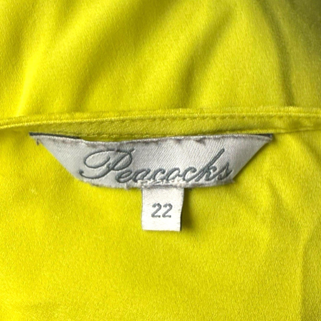 Peacocks T-Shirt Blouse Top Women's UK Size 22 Zip Rayon Front Pocket Yellow