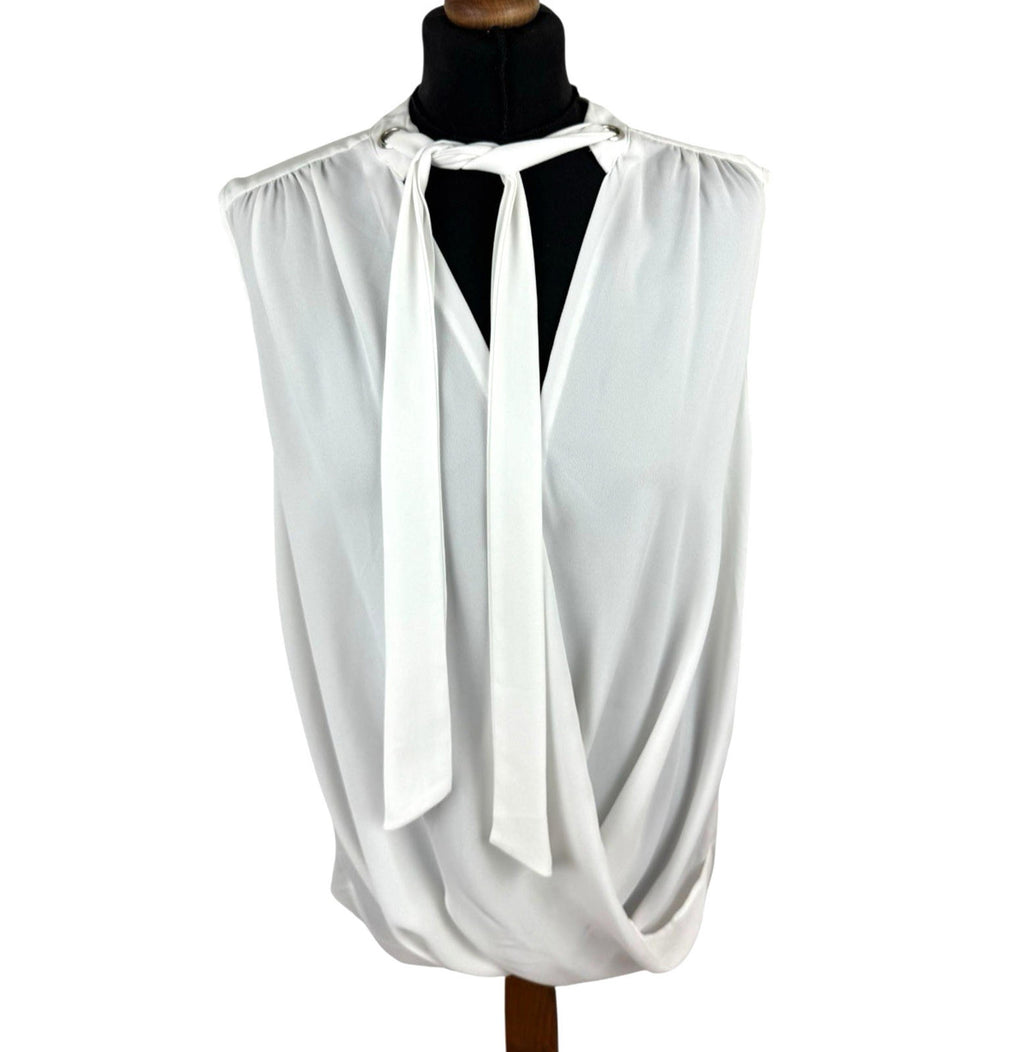 River Island White Camisole Top Tie Neck Lightweight Women’s UK Size 16