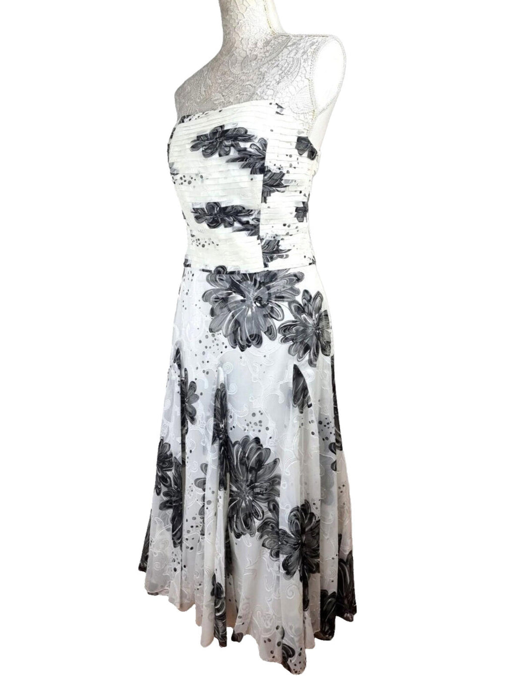 SF Collection Cocktail Dress Women's UK Size 12 Floral Chiffon Satin Layered