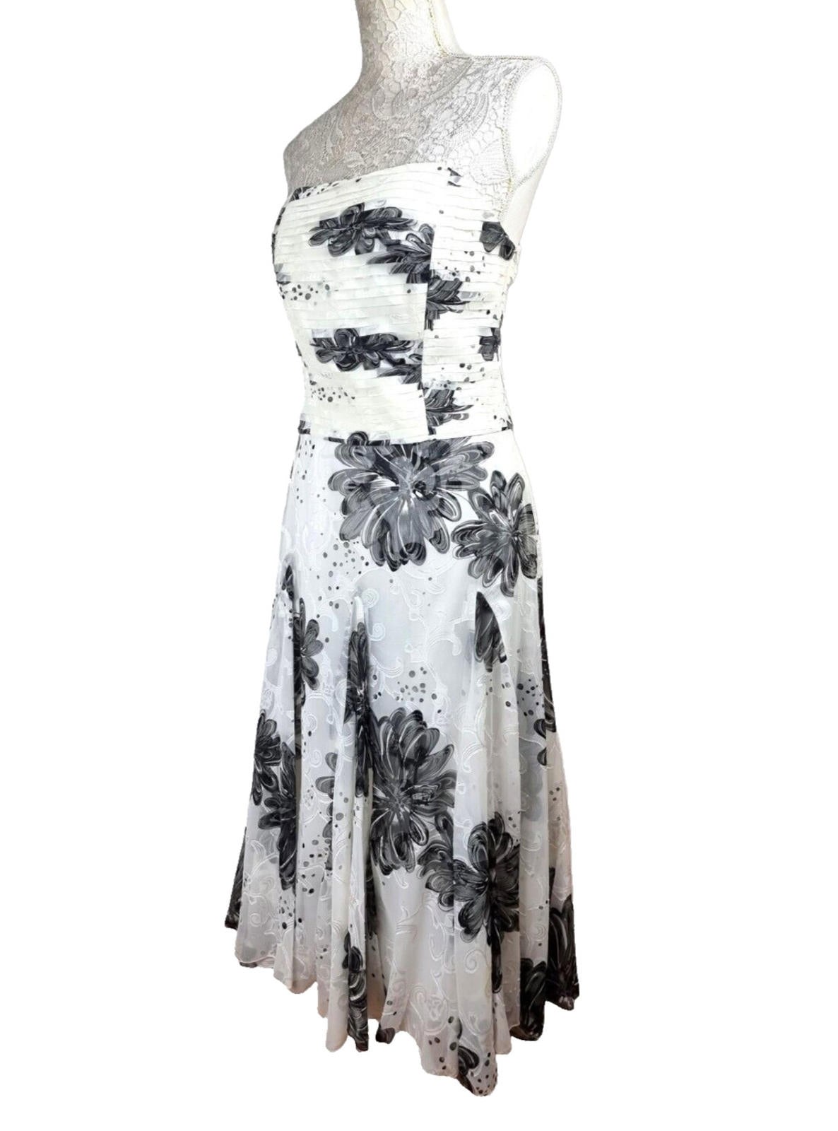 SF Collection Cocktail Dress Women's UK Size 12 Floral Chiffon Satin Layered