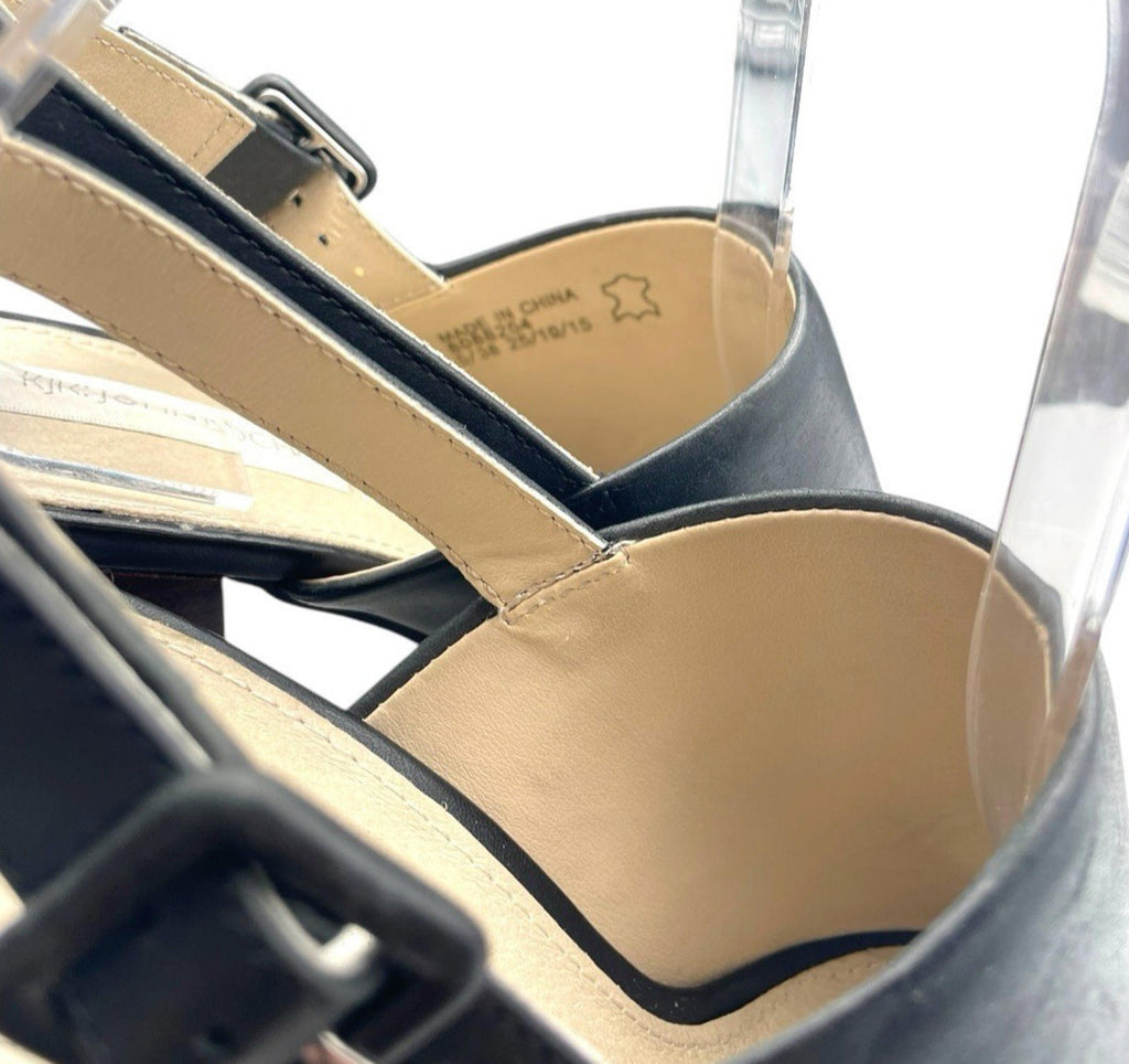 RJR John Rocha Black Leather Peep Toe Block Heel Shoes Women’s UK Size 5 (EU 38)