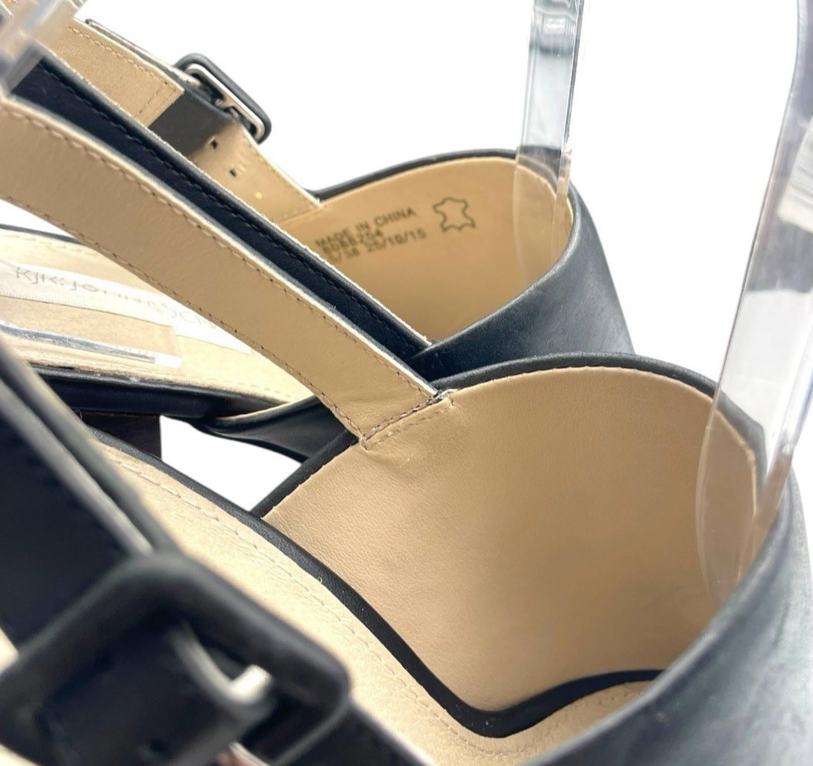 RJR John Rocha Black Leather Peep Toe Block Heel Shoes Women’s UK Size 5 (EU 38)
