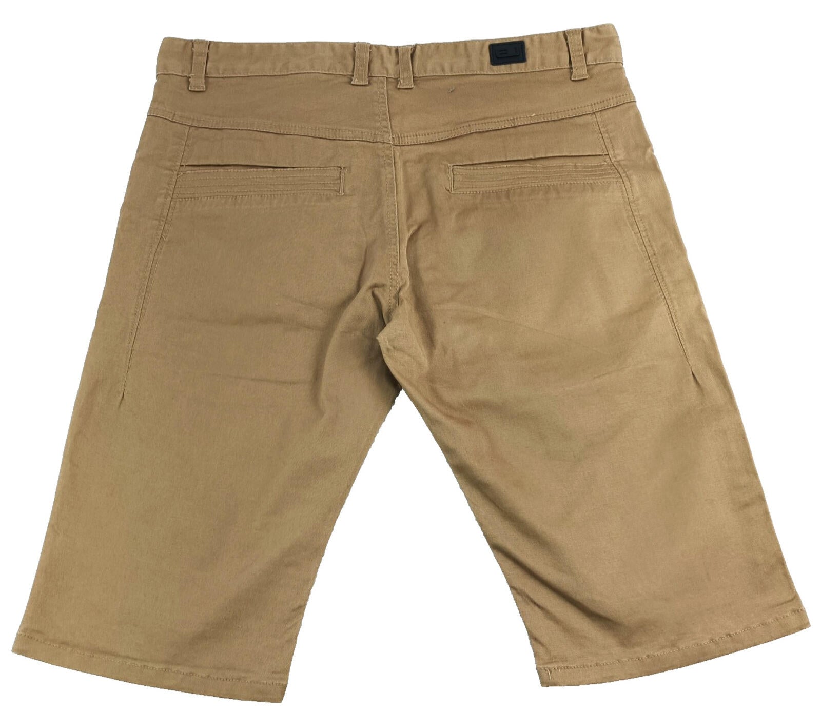 EJ Denim Chino Shorts Men's UK Size W34 Brown Tan Cotton Denim Button Front