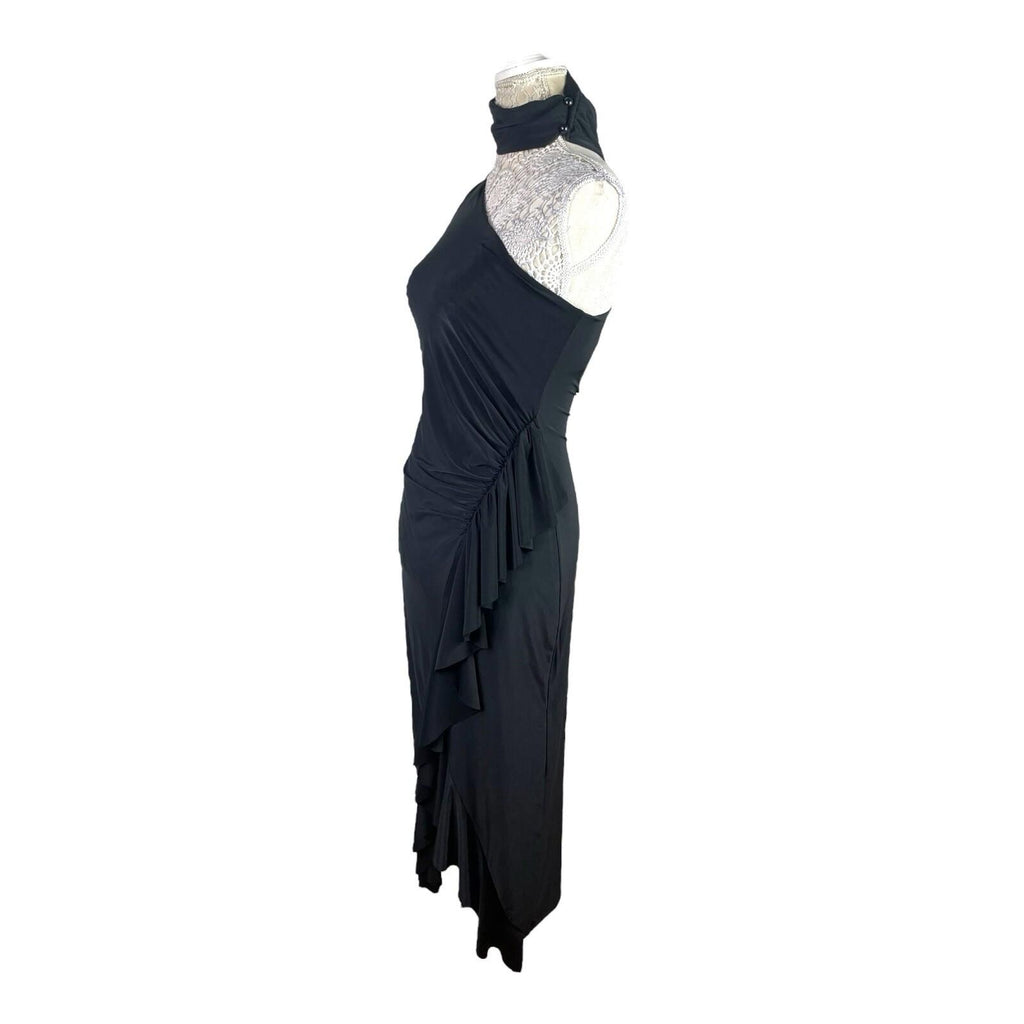 Global Black Midi Dress One Shoulder Collared Occasion Women’s UK Size 8