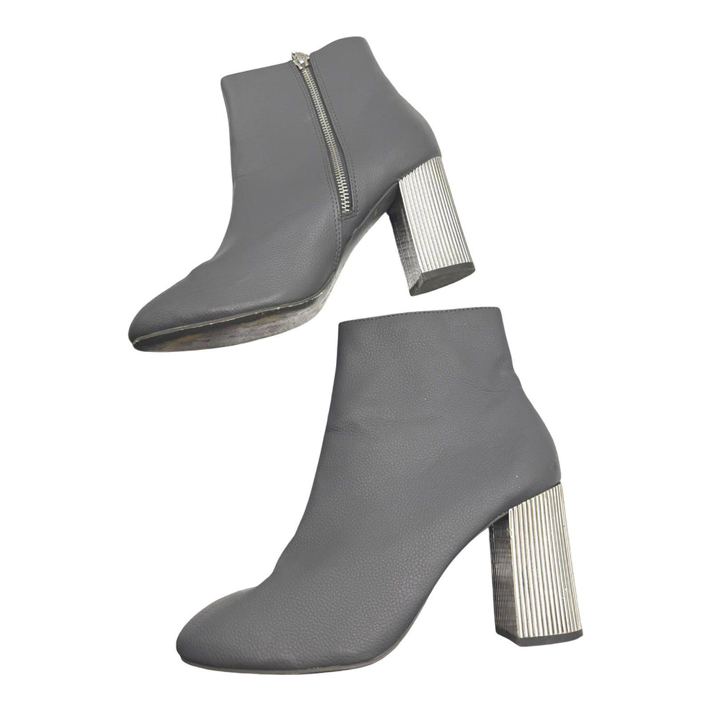 Primark Ankle Boots Women’s UK Size 6 Metallic Block Heel Pointed Zip Fastening