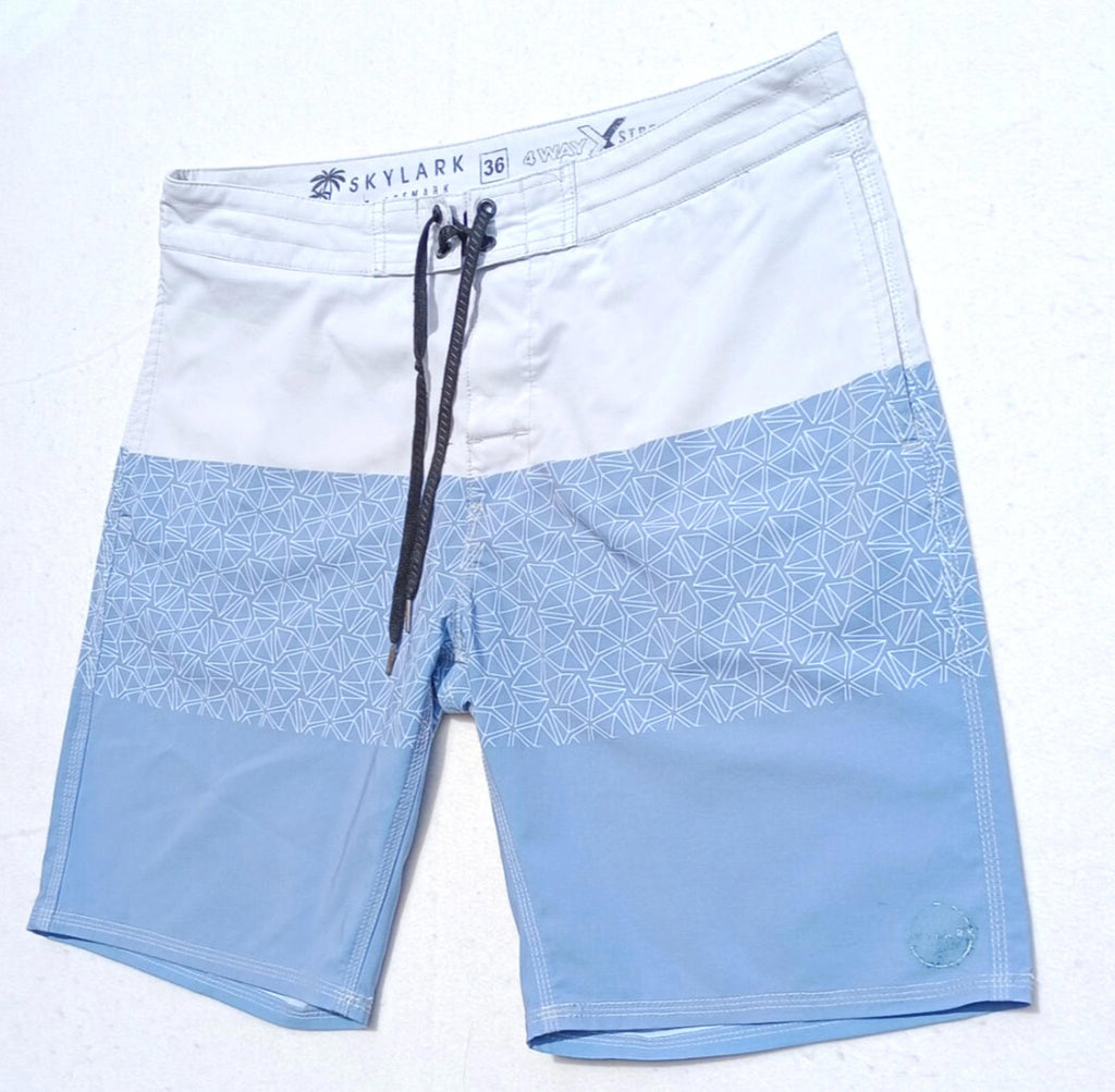 Skylark Swim Shorts Men's UK Size L Beige/Teal Polyester Rich Pockets Drawstring