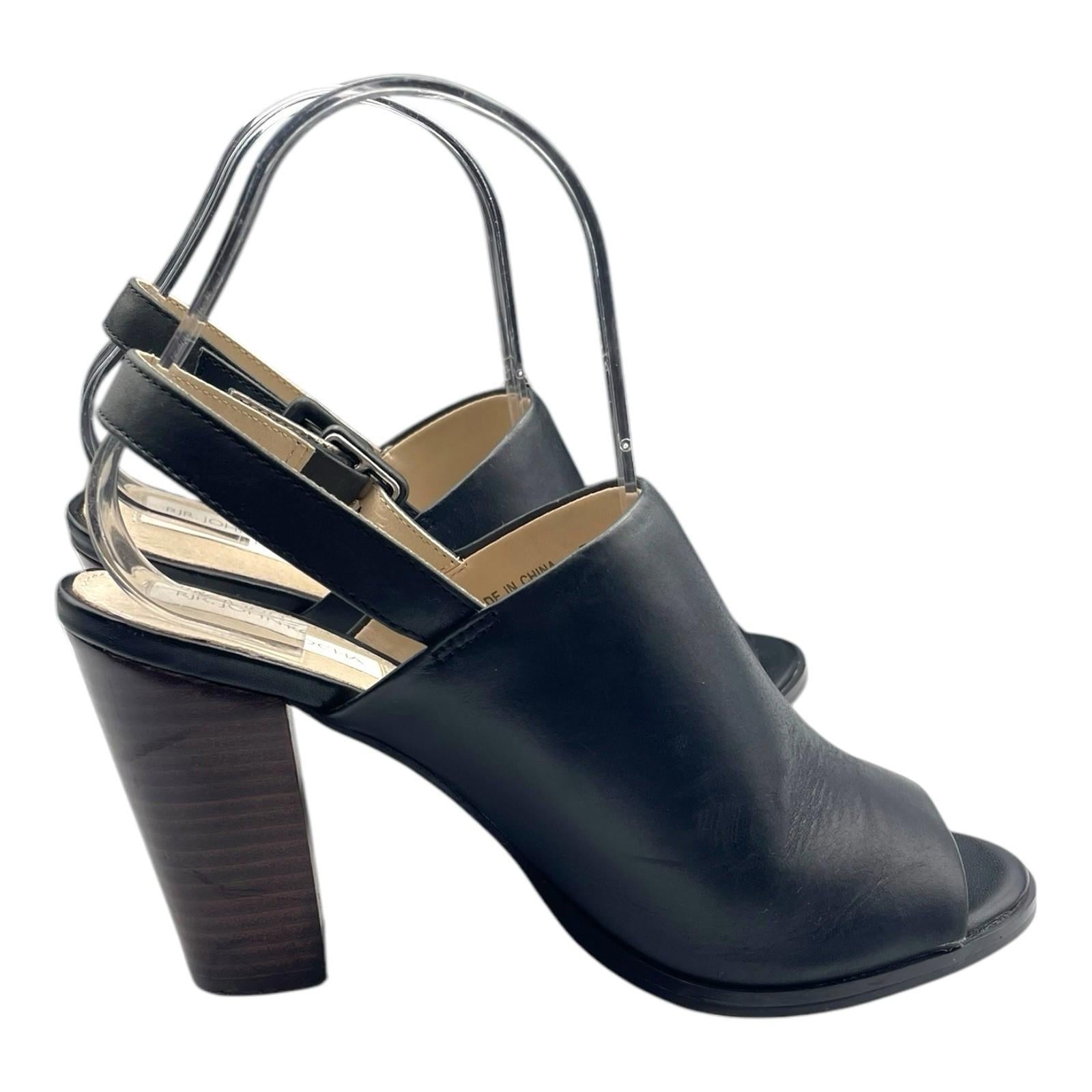 RJR John Rocha Black Leather Peep Toe Block Heel Shoes Women’s UK Size 5 (EU 38)