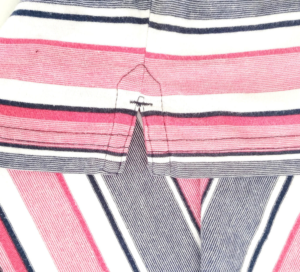 BHS Striped Polo Shirt Men's UK Size M Pink Grey 100% Cotton Embroidered Logo
