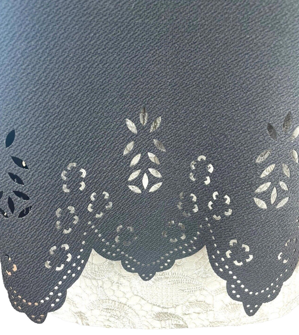 Select Crop Top Black Laser Cut Scallop Trim Women's UK Size 14