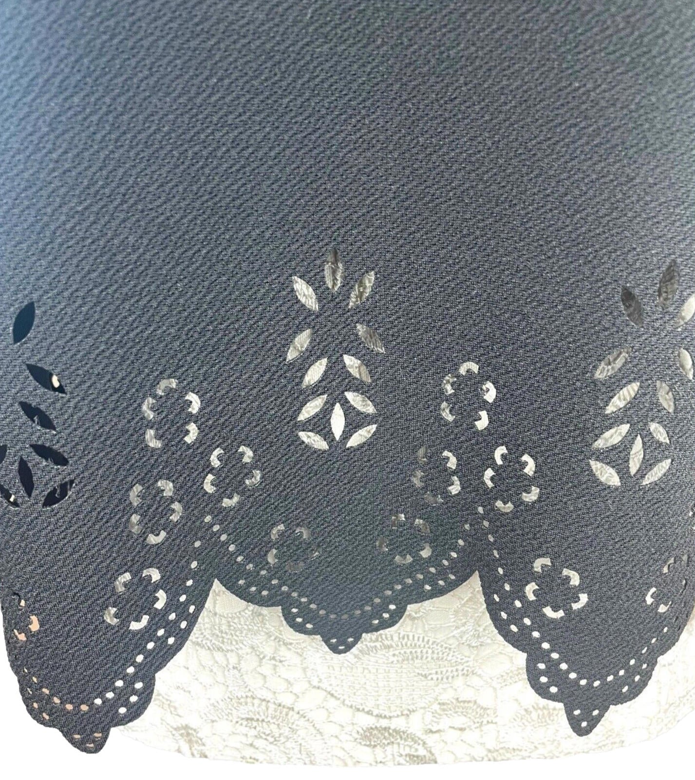 Select Crop Top Black Laser Cut Scallop Trim Women's UK Size 14