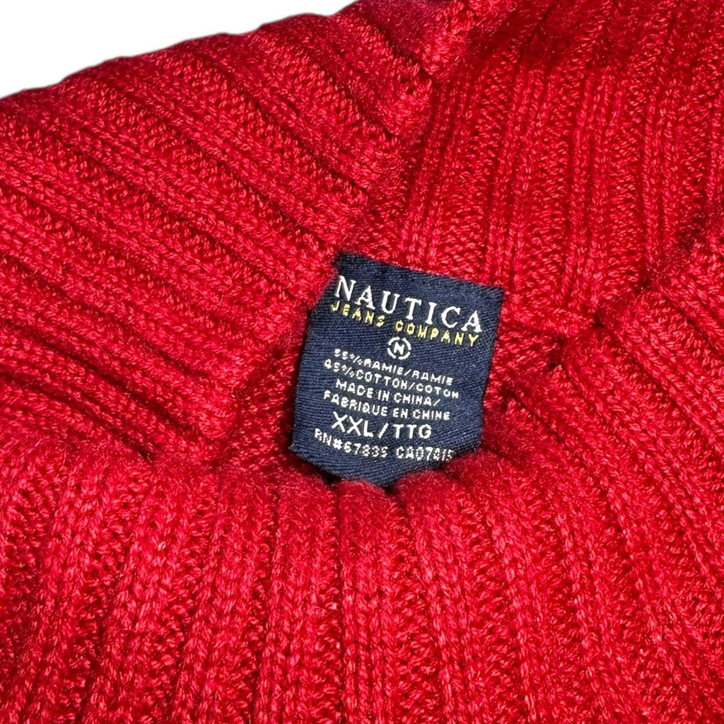 Nautica Knit Jumper Men's UK Size 2XL Red Stripe Embroidered Logo Sweater