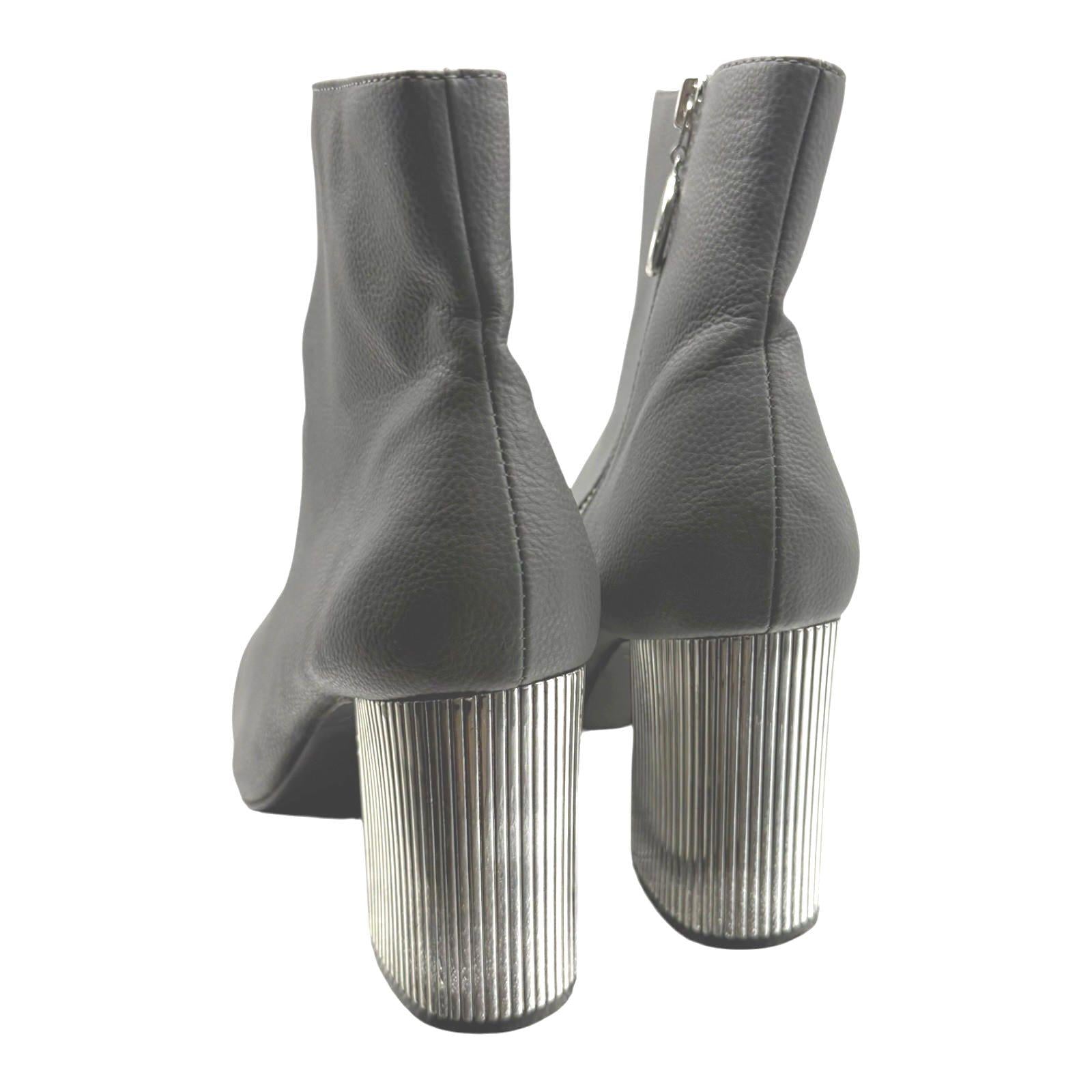 Primark Ankle Boots Women’s UK Size 6 Metallic Block Heel Pointed Zip Fastening