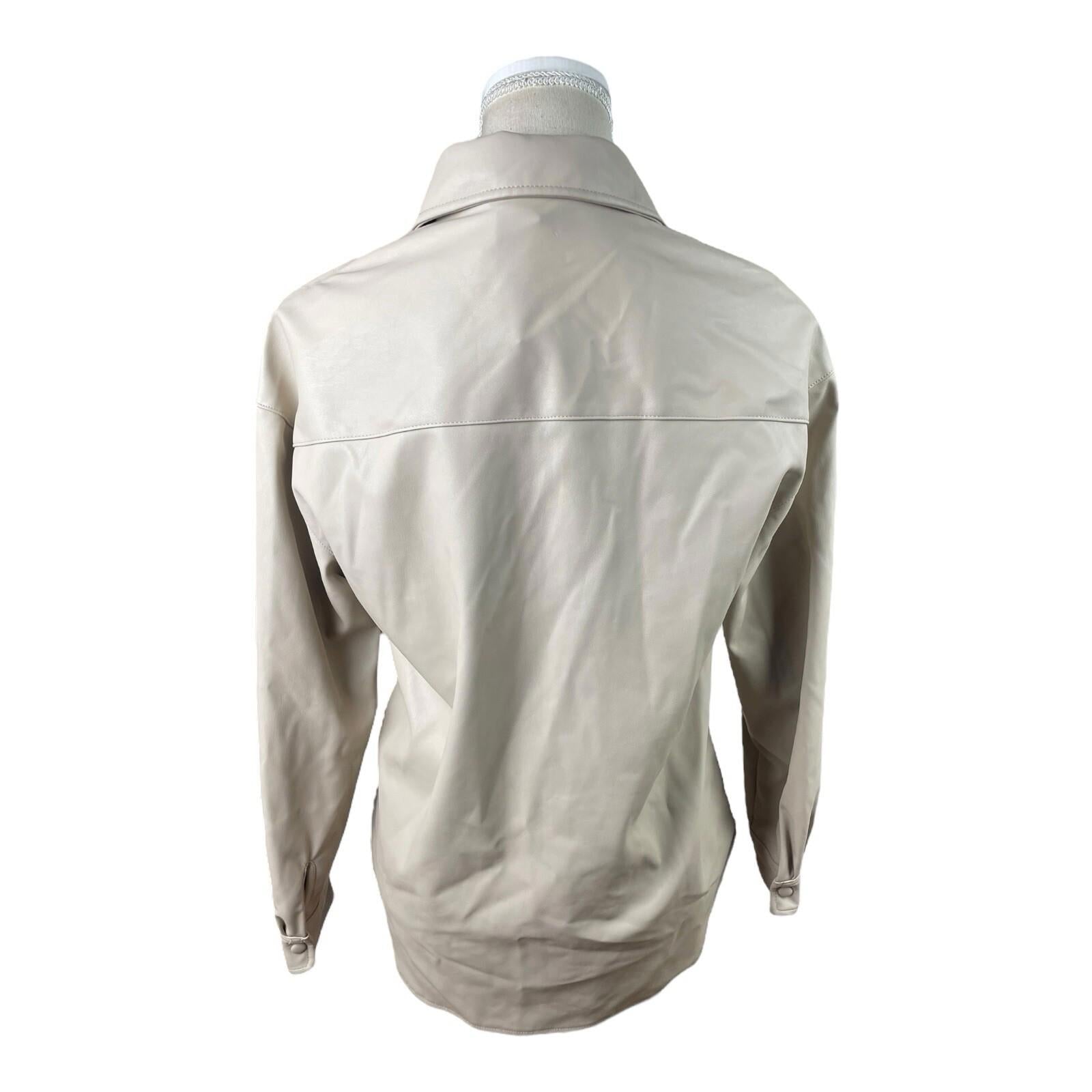 Stradivarius Beige Leather Look Shirt Jacket Women’s UK Size XS