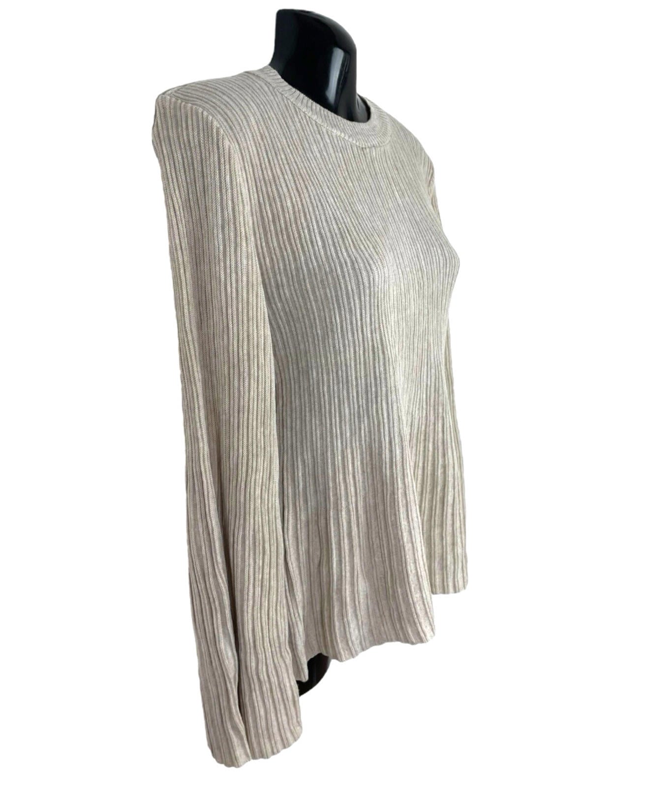New Look Beige Ribbed Long Sleeve Knit Jumper Top Women’s UK Size S
