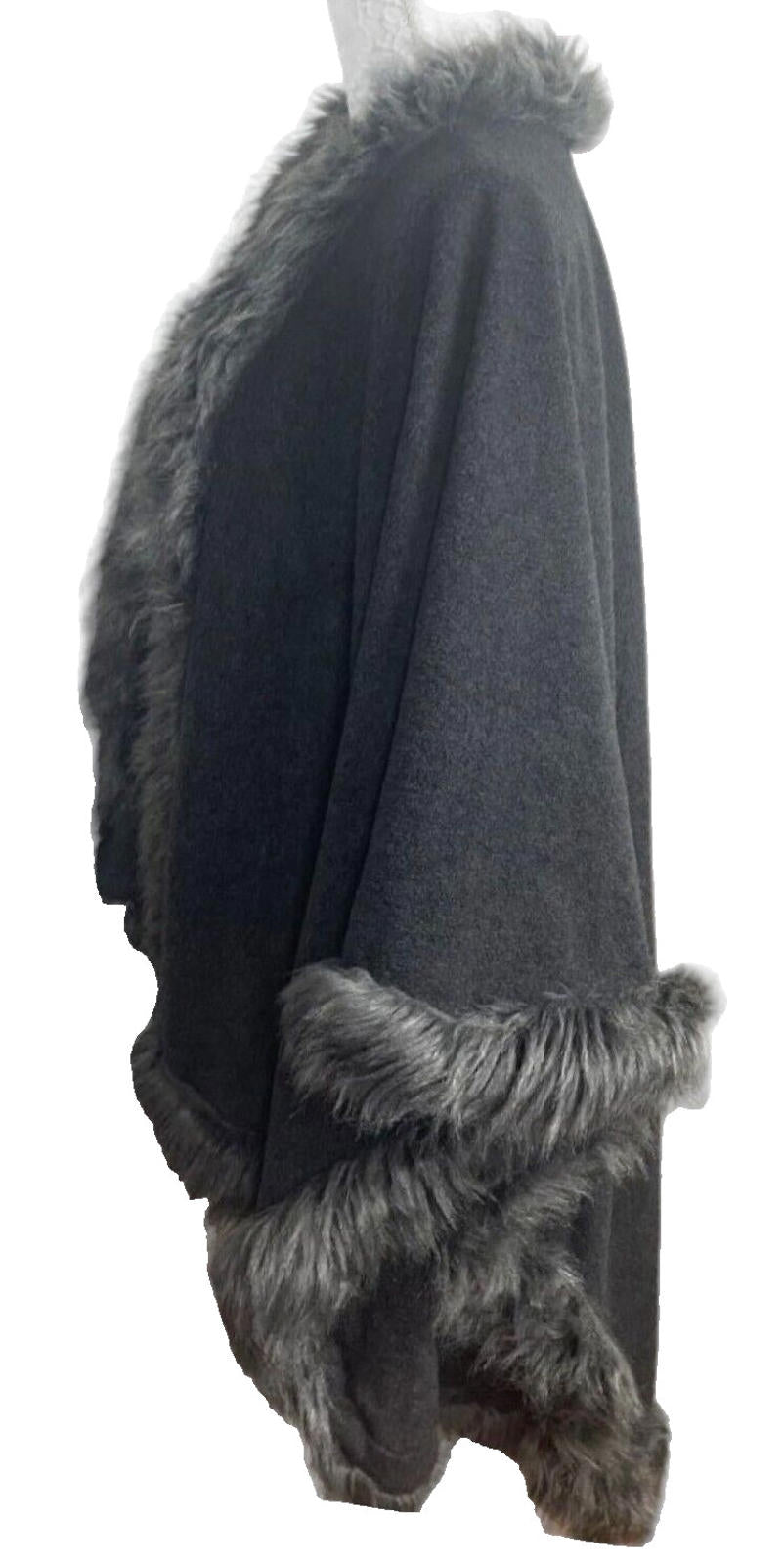 Very Fur Fleece Wrap Shawl Open Shoulder Coat Women's One Size UK 8 - 14 Grey