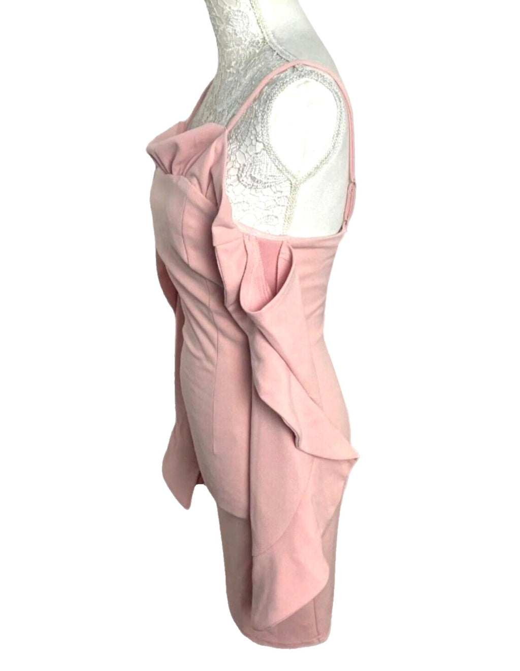 Lucy Wang Mini Dress Pink Off Shoulder Fitted Stretch Women's UK Size S (8)