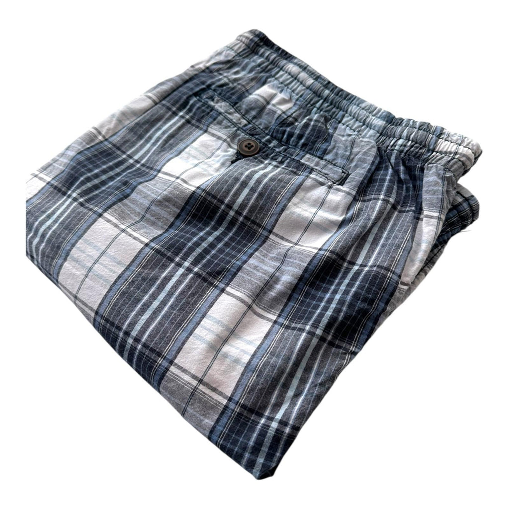 W&B Shorts Men's UK Size 46" W Blue & White Check Casual Wear Drawstring Pockets