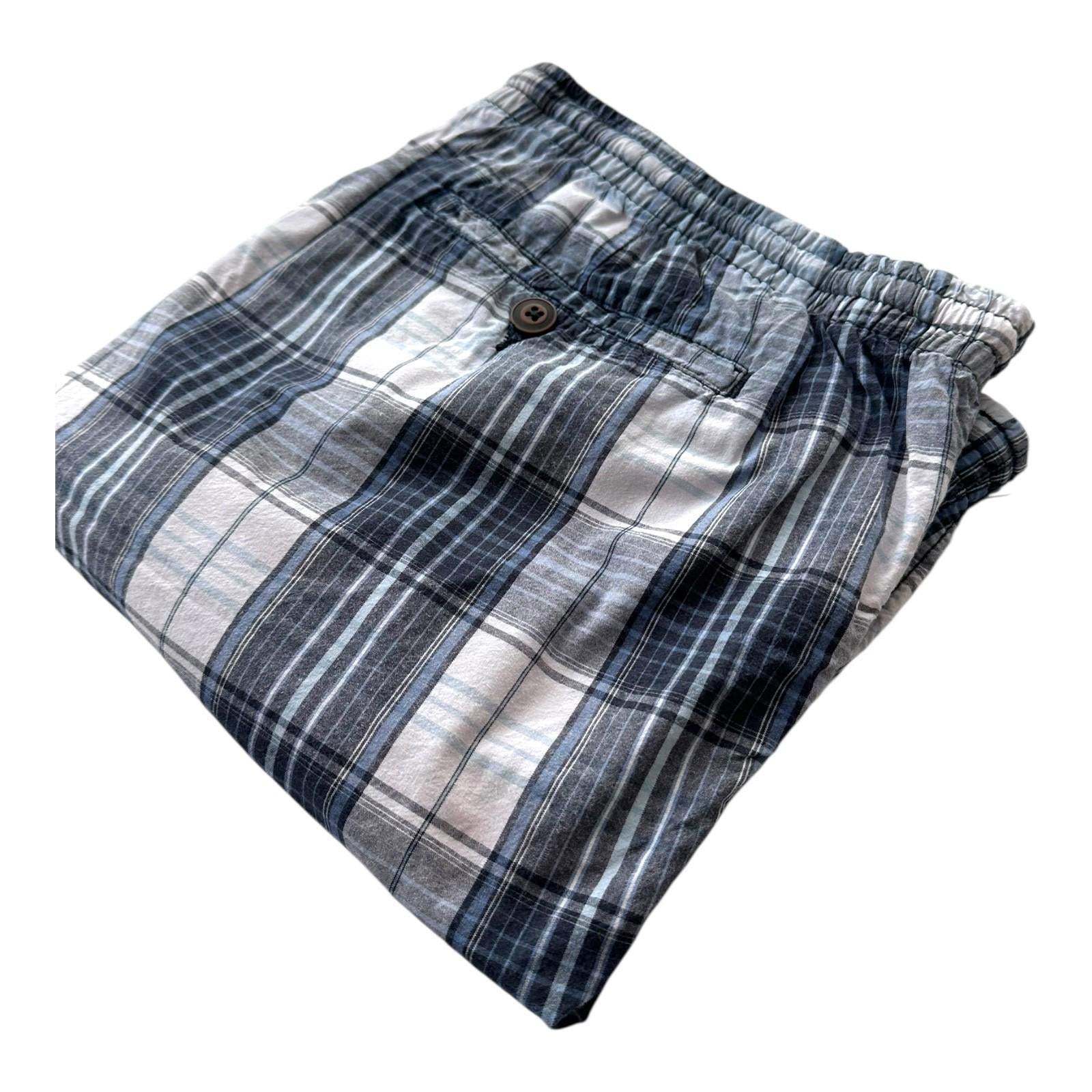 W&B Shorts Men's UK Size 46" W Blue & White Check Casual Wear Drawstring Pockets