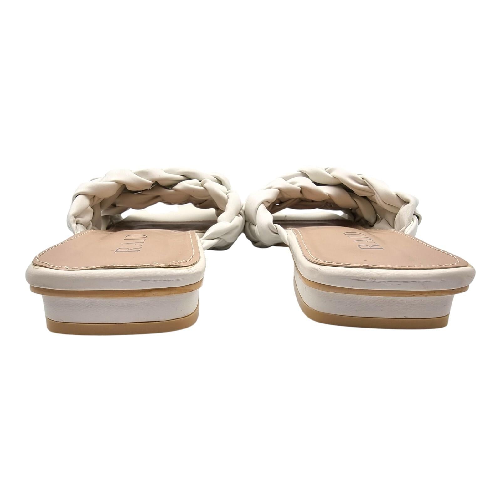 RAID Wide Fit White Destiny Plaited Slide Sandals Women's UK Size 7