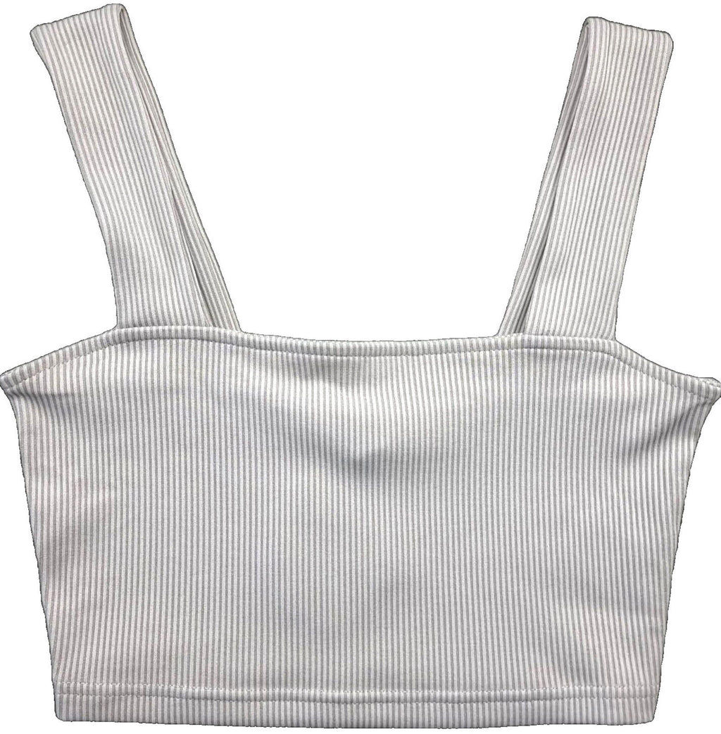 Divided Tank Vest Top Grey Ribbed Summer Women's UK Size S