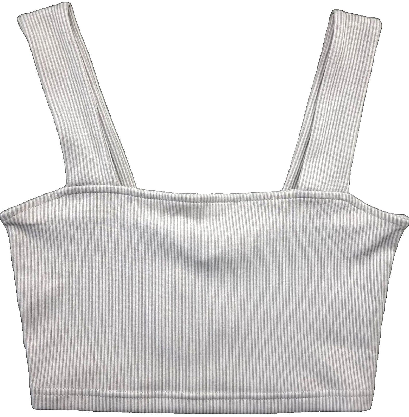 Divided Tank Vest Top Grey Ribbed Summer Women's UK Size S
