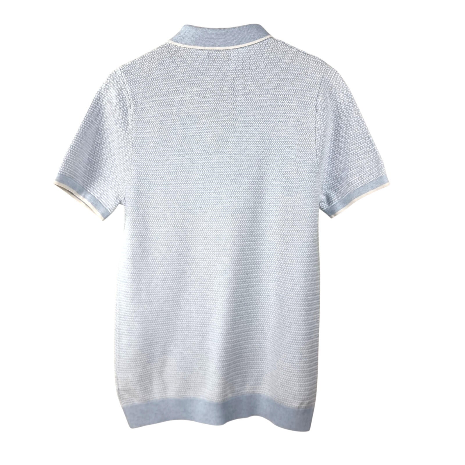 Next Knit Polo Shirt Men's UK Size S Textured Sky Blue Short Sleeve 100% Cotton