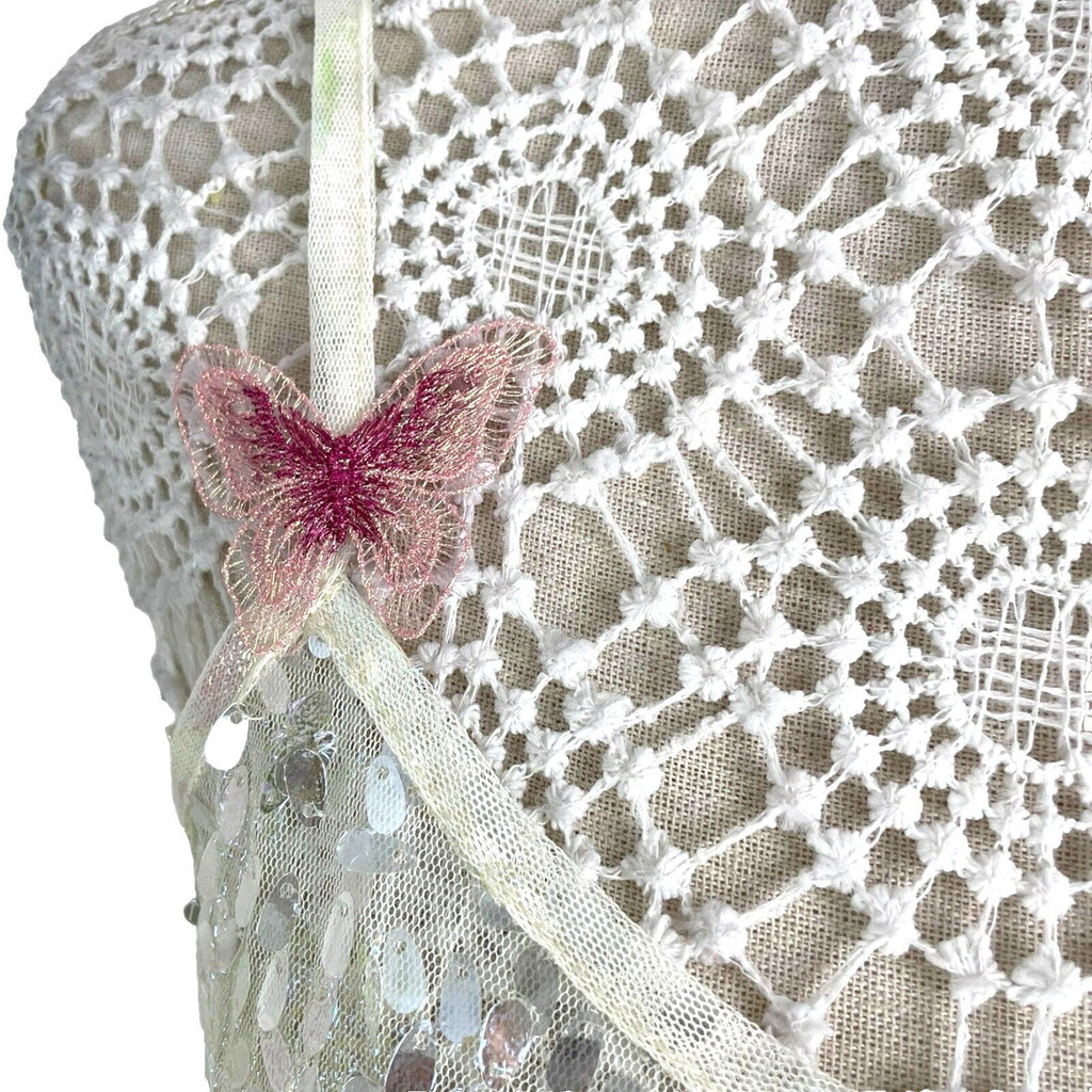 Sequin Crop Top & Waistcoat Co-Ord Women’s UK Size 8 Iridescent Butterfly Detail