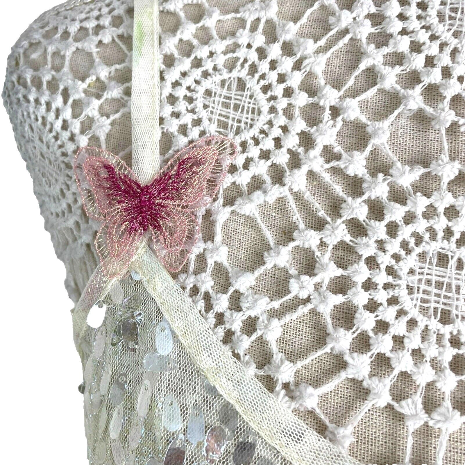 Sequin Crop Top & Waistcoat Co-Ord Women’s UK Size 8 Iridescent Butterfly Detail