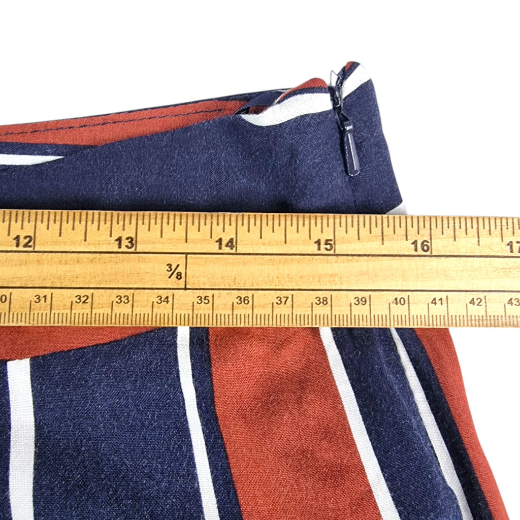 Red Herring Wide Leg Capri Trousers Women's UK Size 12 Striped High Waisted