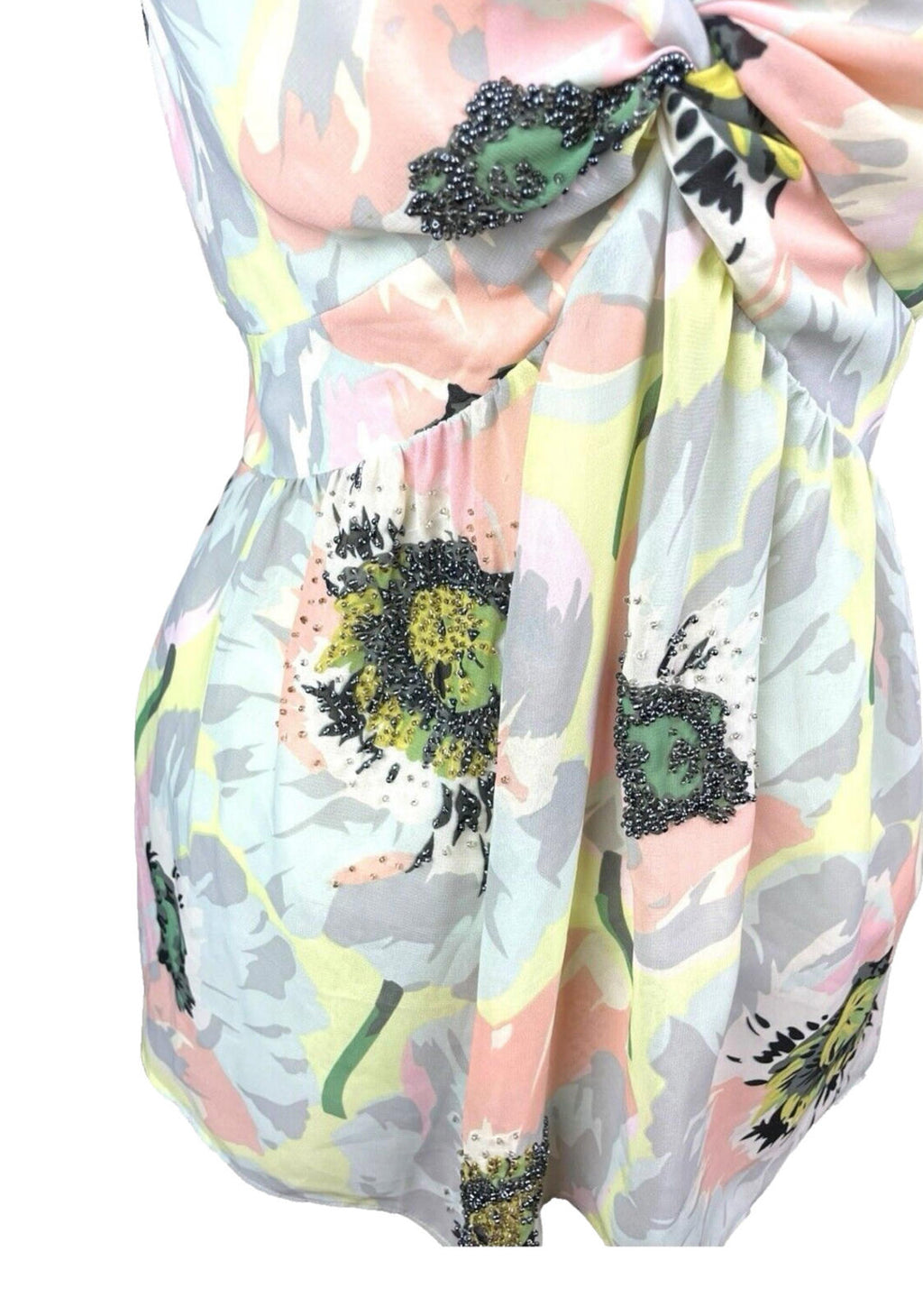 Ted Baker Floral Chiffon Top Beaded  Pastel Size 3 (UK Size 12)